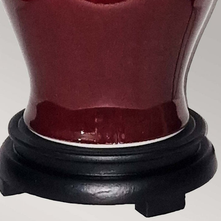 Elstead DL-MAJIN-SMALL-TL-OXB Majin Oxblood Red Jar 1 Light Table Lamp with Polycotton shade Oxblood