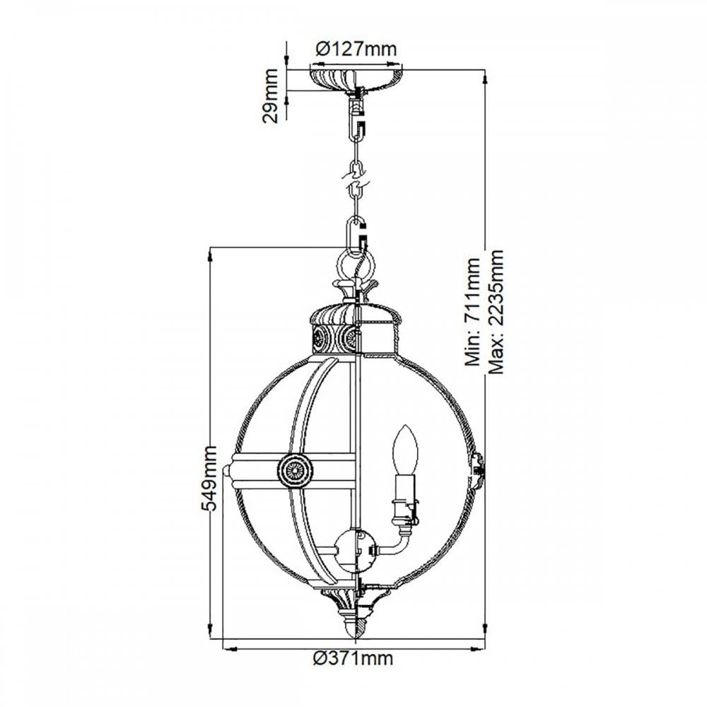 Feiss FE-ADAMS-3P-BB Adams 3 Light Pendant Chandelier Burnished Brass