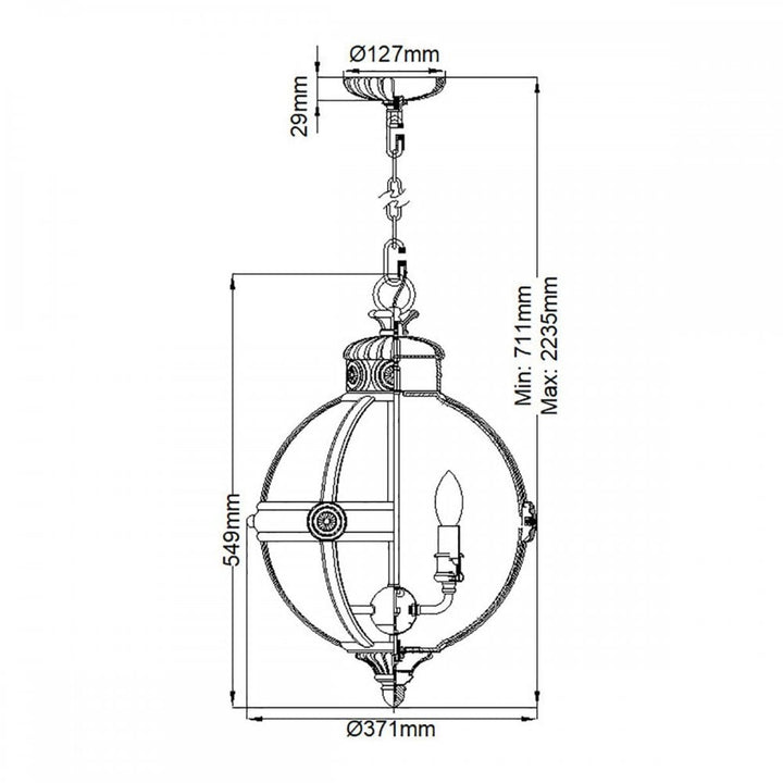 Feiss FE-ADAMS-3P-BB Adams 3 Light Pendant Chandelier Burnished Brass