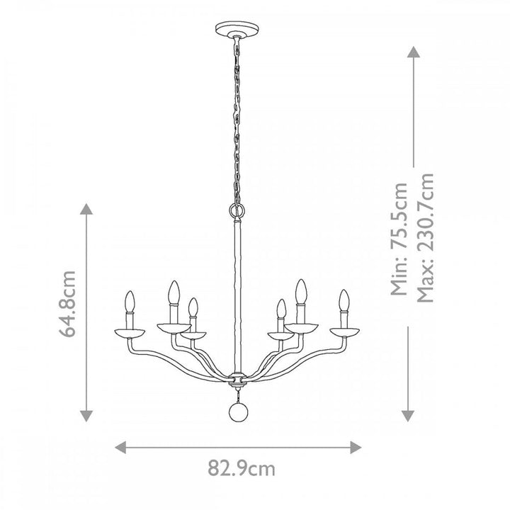 Feiss FE-ANNIE6-PSW Annie 6 Light Chandelier Textured Plaster White