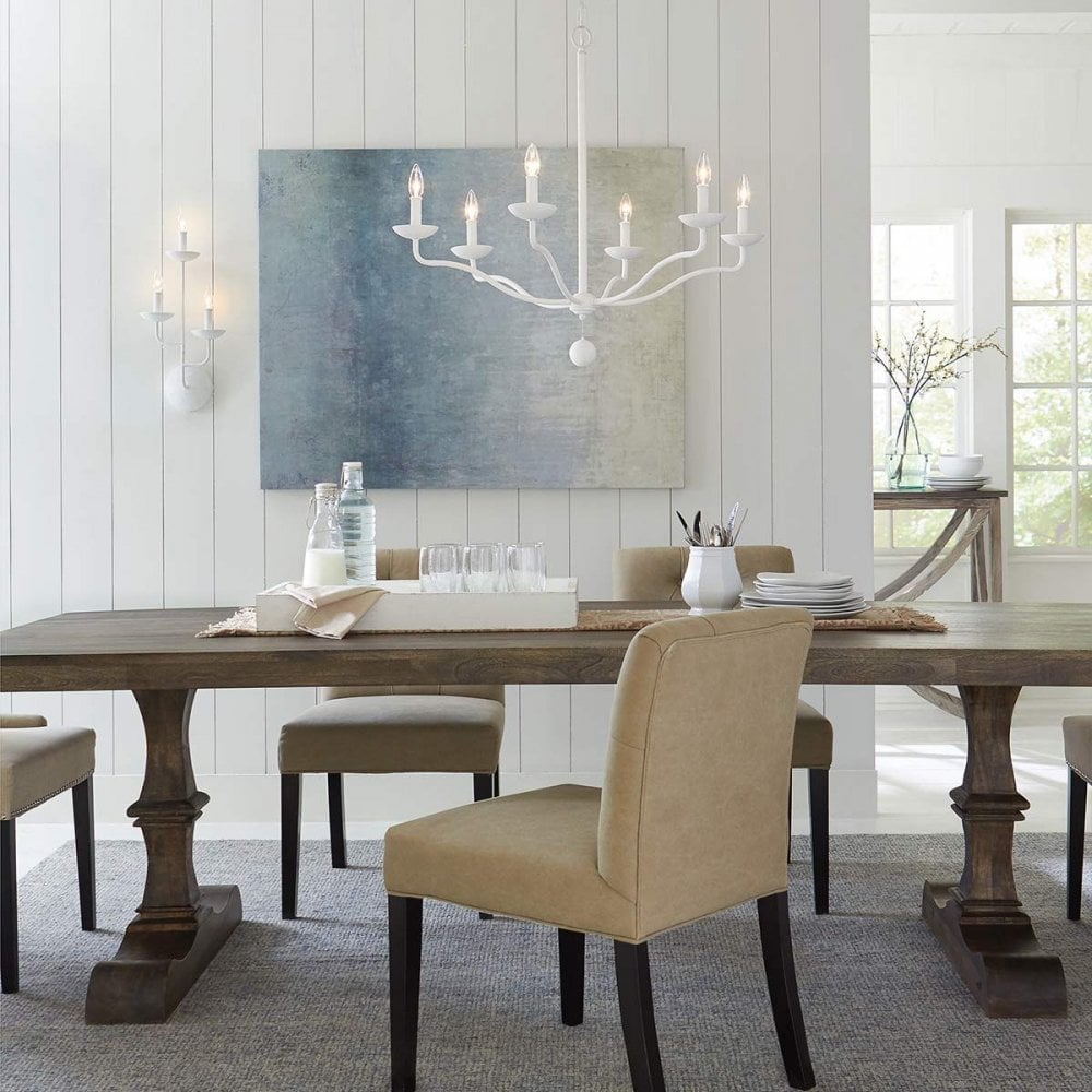 Feiss FE-ANNIE6-PSW Annie 6 Light Chandelier Textured Plaster White