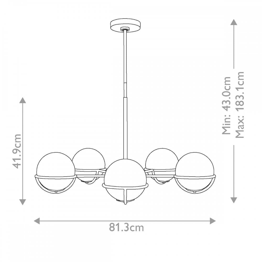 Feiss FE-APOLLO5-BB Apollo 5 Light Chandelier Burnished Brass