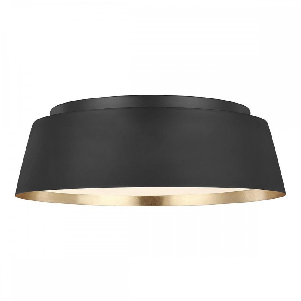 Feiss FE-ASHER-3F-MB Asher 3 Light Flush Light Midnight Black &amp; Gold