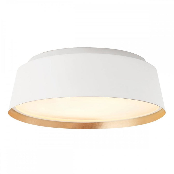 Feiss FE-ASHER-3F-WHT Asher 3 Light Flush Light Matte White &amp; Gold
