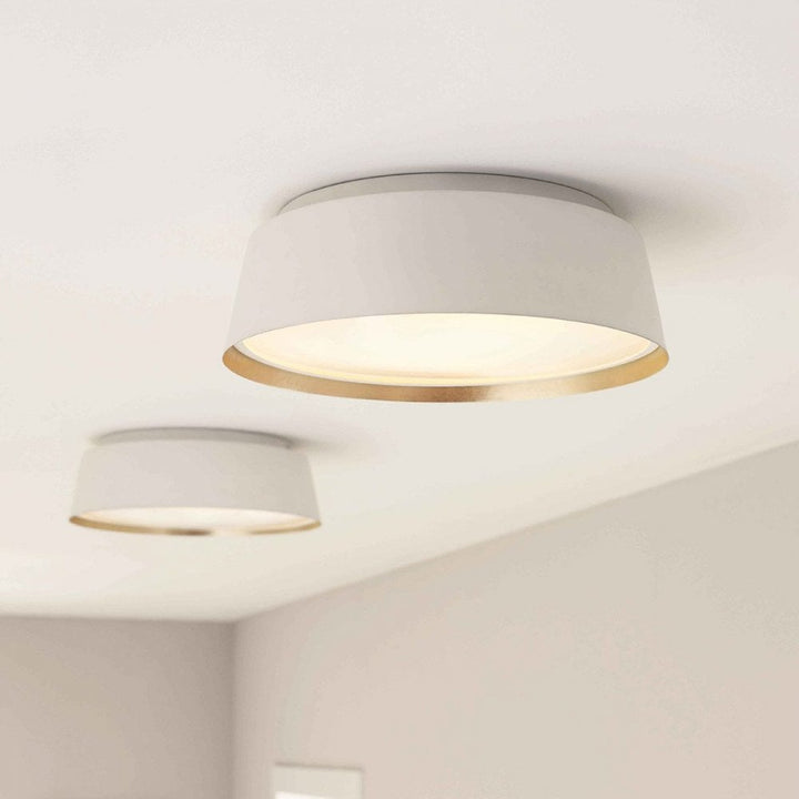 Feiss FE-ASHER-3F-WHT Asher 3 Light Flush Light Matte White &amp; Gold