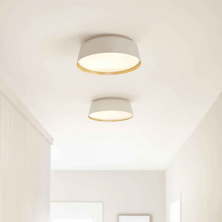 Feiss FE-ASHER-3F-WHT Asher 3 Light Flush Light Matte White &amp; Gold