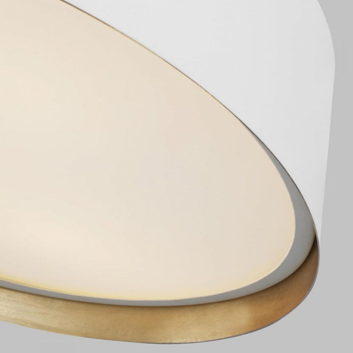 Feiss FE-ASHER-3F-WHT Asher 3 Light Flush Light Matte White &amp; Gold
