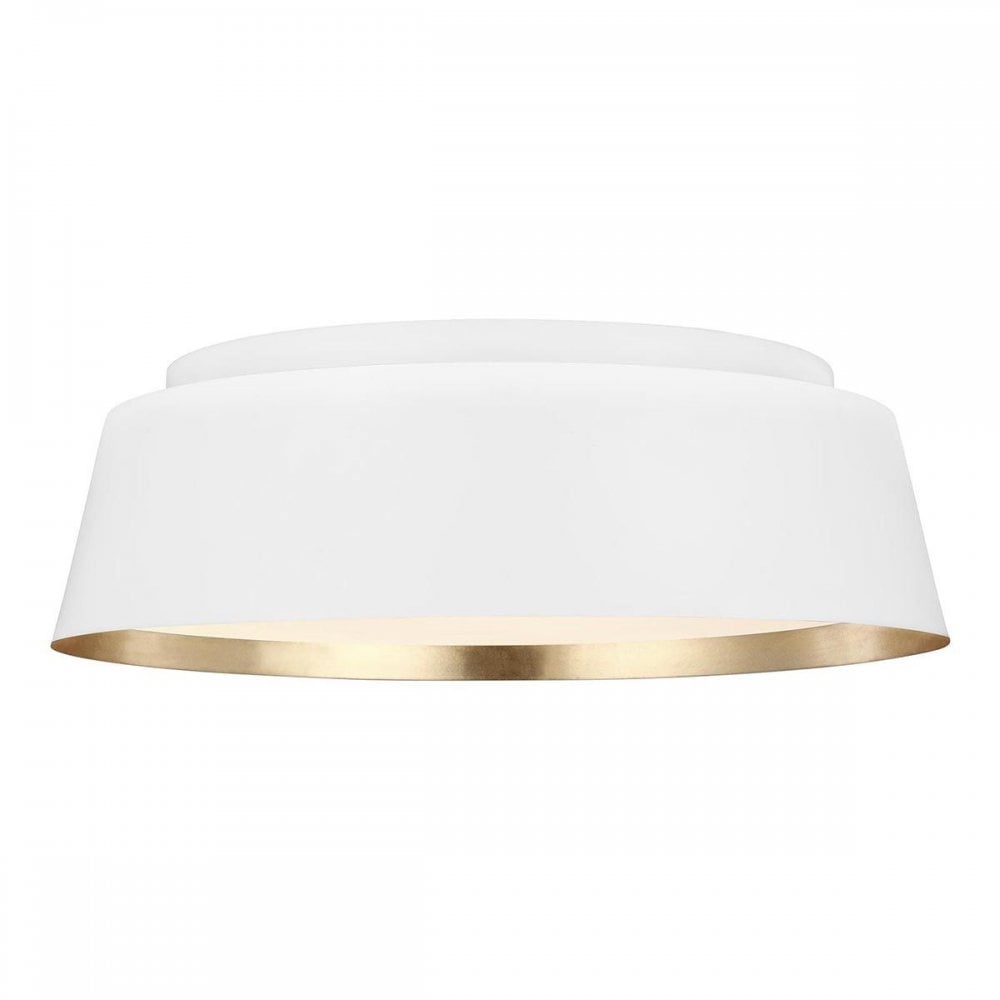 Feiss FE-ASHER-3F-WHT Asher 3 Light Flush Light Matte White &amp; Gold