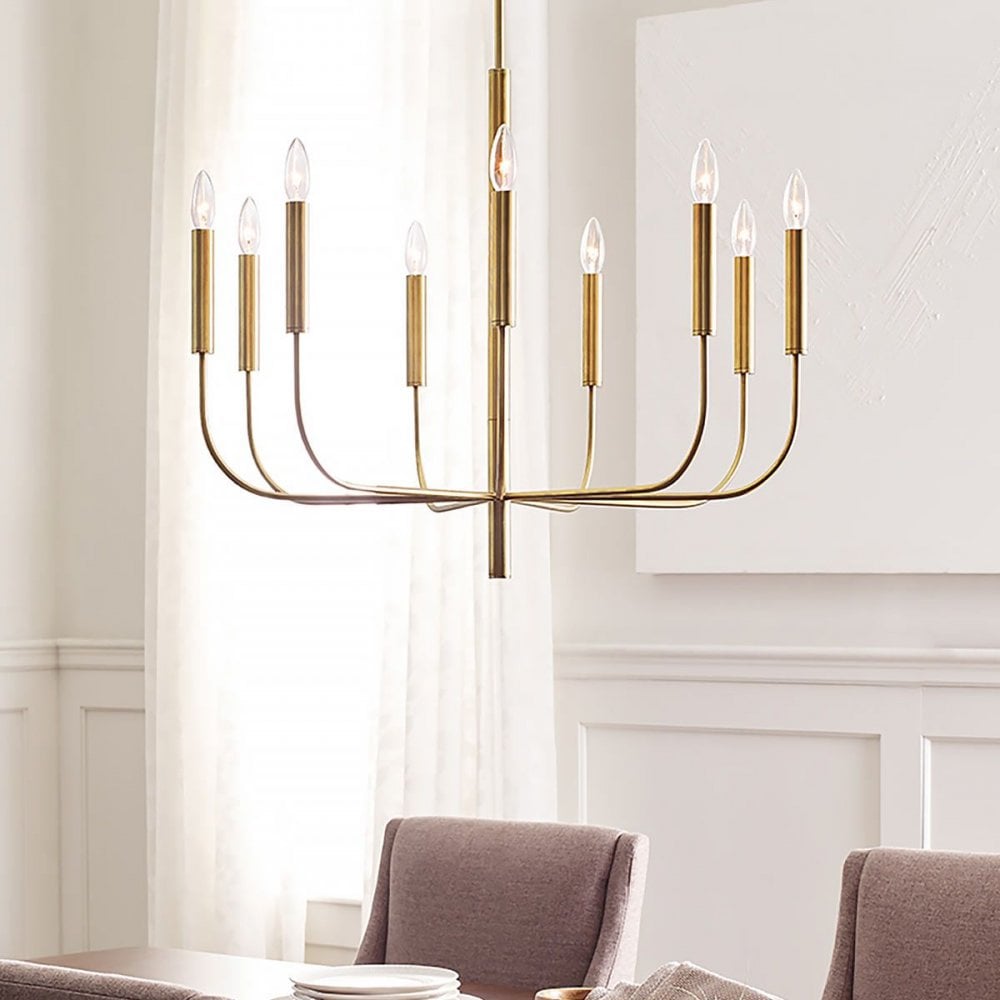 Feiss FE-BRIANNA9-BB Brianna 9 Light Chandelier Burnished Brass