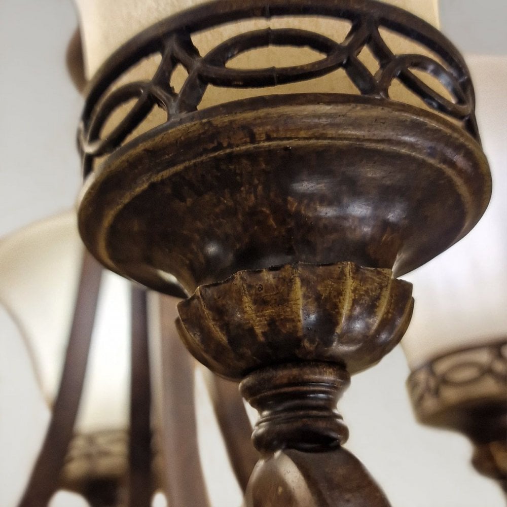 Feiss FE-DRAWING-ROOM4 Drawing Room 4 Light Chandelier Walnut