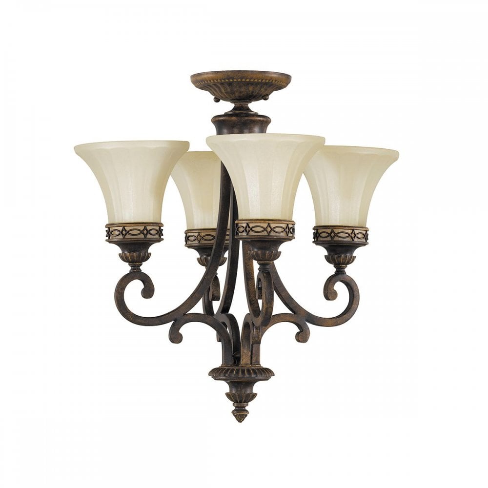 Feiss FE-DRAWING-ROOM4 Drawing Room 4 Light Chandelier Walnut