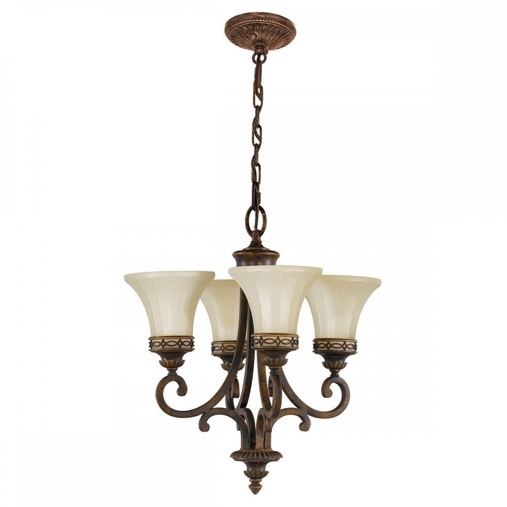Feiss FE-DRAWING-ROOM4 Drawing Room 4 Light Chandelier Walnut