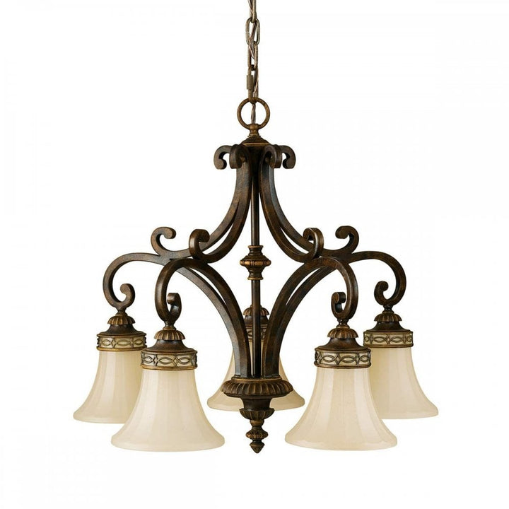 Feiss FE-DRAWING-ROOM5 Drawing Room 5 Light Chandelier Walnut
