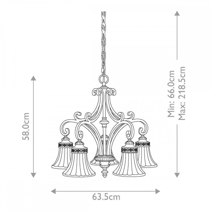 Feiss FE-DRAWING-ROOM5 Drawing Room 5 Light Chandelier Walnut