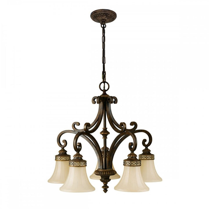 Feiss FE-DRAWING-ROOM5 Drawing Room 5 Light Chandelier Walnut