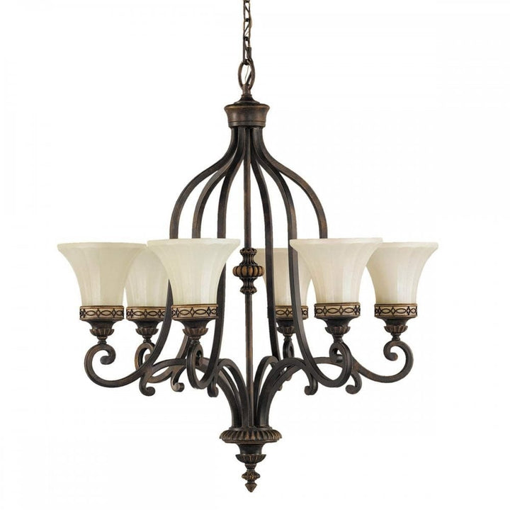 Feiss FE-DRAWING-ROOM6 Drawing Room 6 Light Chandelier Walnut