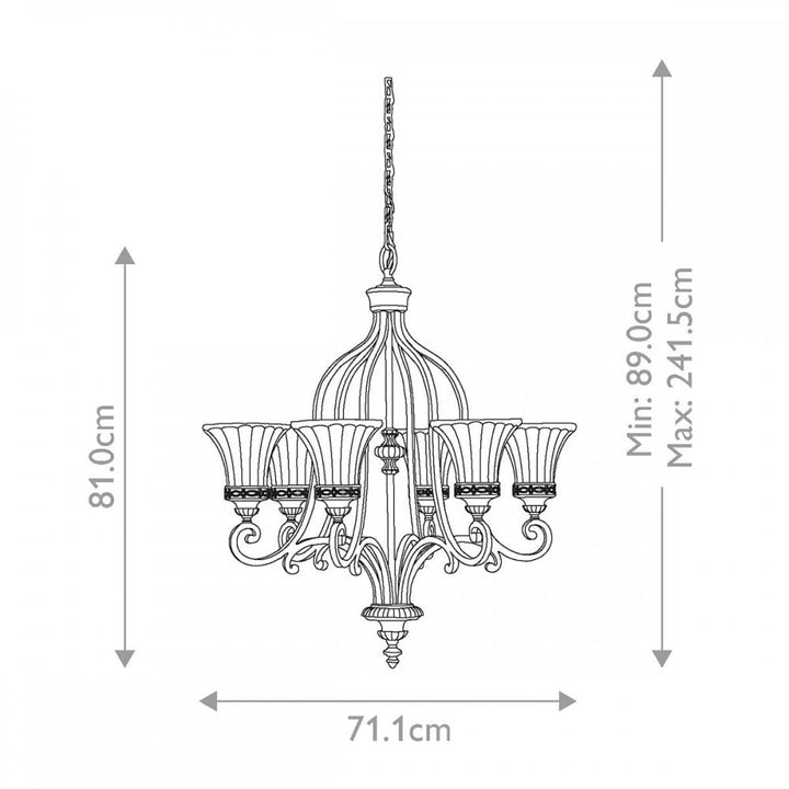 Feiss FE-DRAWING-ROOM6 Drawing Room 6 Light Chandelier Walnut