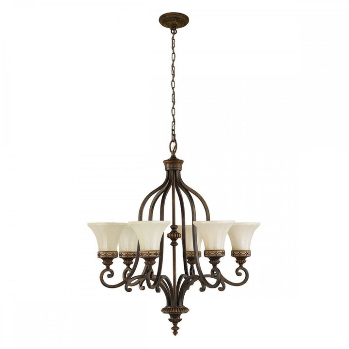 Feiss FE-DRAWING-ROOM6 Drawing Room 6 Light Chandelier Walnut