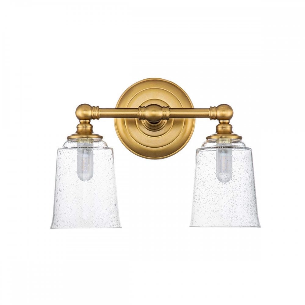 Feiss FE-HUGOLAKE2BATH-BB Huguenot Lake 2 Light Wall Light Burnished Brass