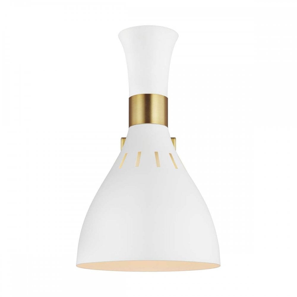 Feiss FE-JOAN1-MW Joan 1 Light Wall Light Matte White / Burnished Brass