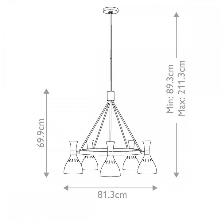 Feiss FE-JOAN5-MB Joan 5 Light Chandelier Midnight Black / Burnished Brass