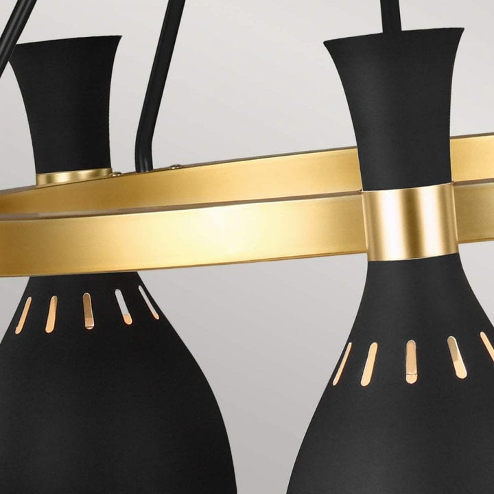 Feiss FE-JOAN5-MB Joan 5 Light Chandelier Midnight Black / Burnished Brass