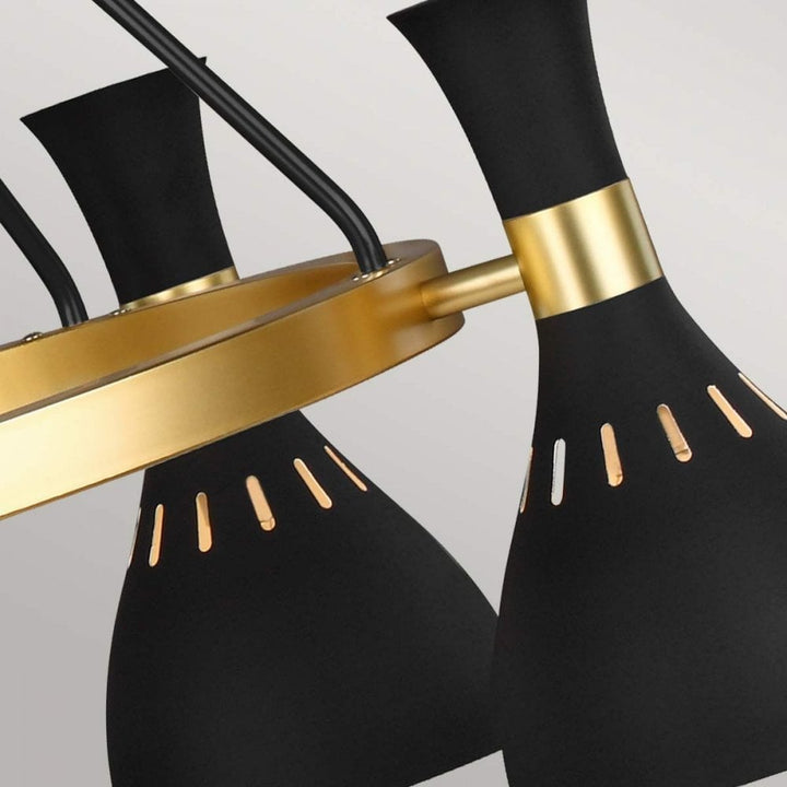 Feiss FE-JOAN5-MB Joan 5 Light Chandelier Midnight Black / Burnished Brass