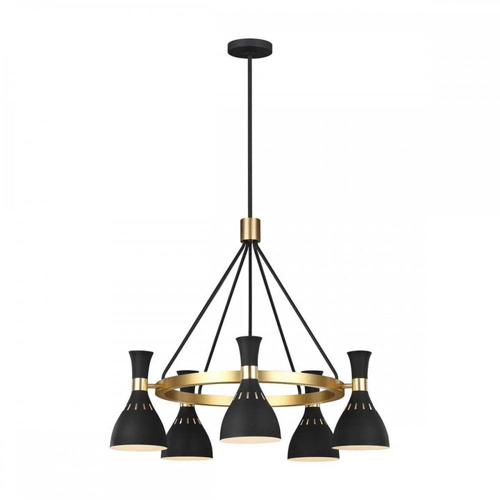 Feiss FE-JOAN5-MB Joan 5 Light Chandelier Midnight Black / Burnished Brass