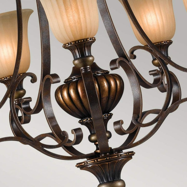 Feiss FE-KELHAM-HALL5-UPLT Kelham Hall 5 Light Up Light Chandelier Firenze Gold/British Bronze
