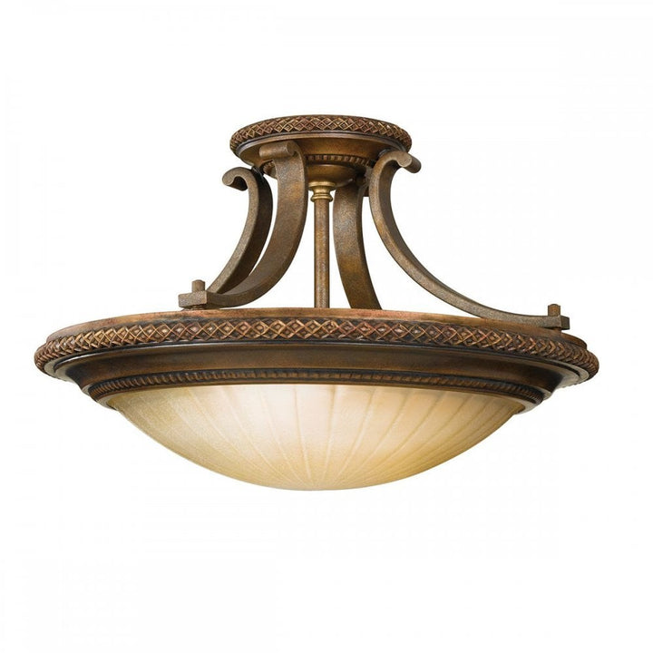 Feiss FE-KELHAM-HALL-SF Kelham Hall 2 Light Semi-Flush Light Firenze Gold/British Bronze