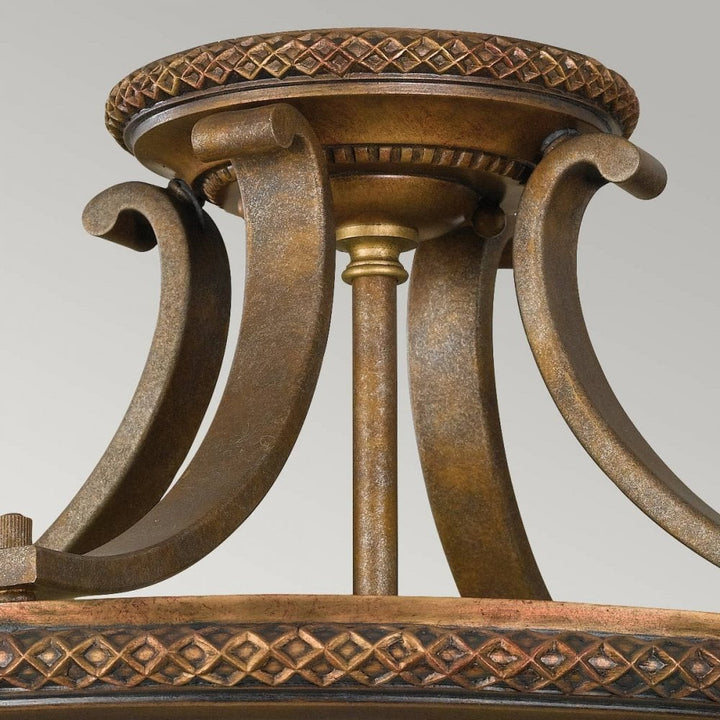 Feiss FE-KELHAM-HALL-SF Kelham Hall 2 Light Semi-Flush Light Firenze Gold/British Bronze