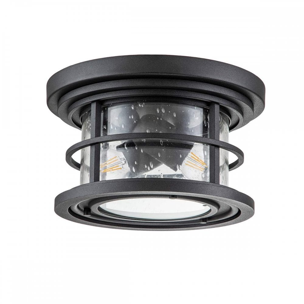 Feiss FE-LIGHTHOUSE-F-BLK Lighthouse 2 Light Flush Textured Black
