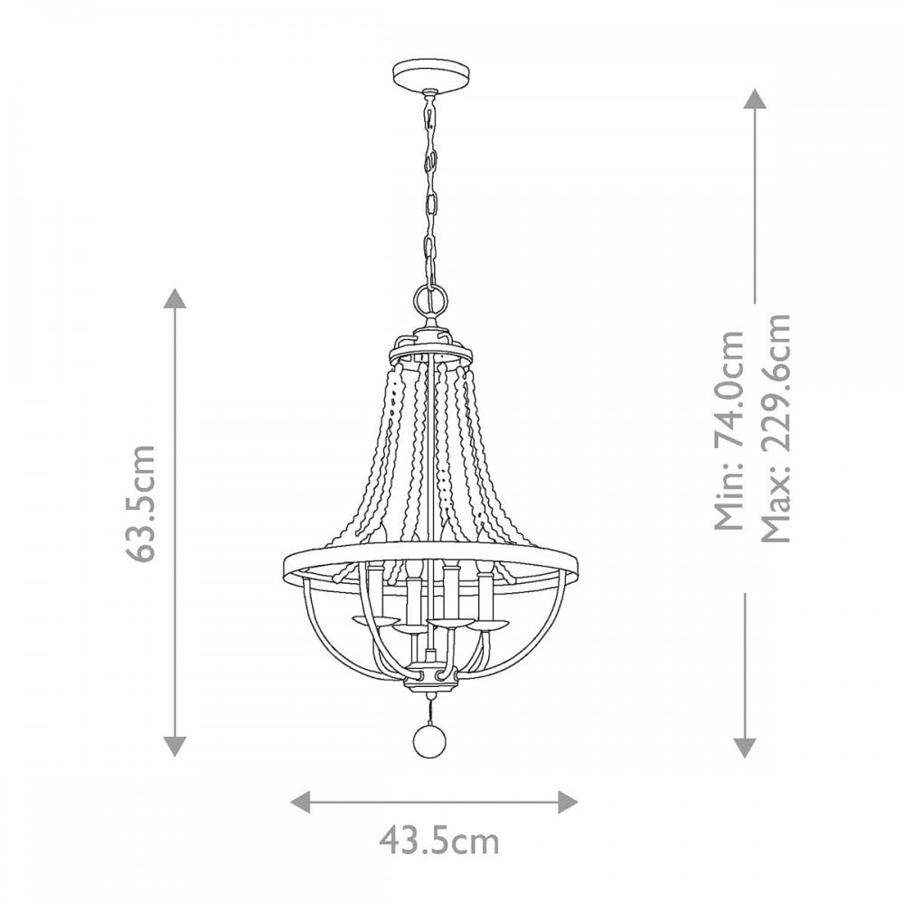 Feiss FE-NORI4-DWZ Nori 4 Light Chandelier Dark Weathered Zinc with Driftwood Grey