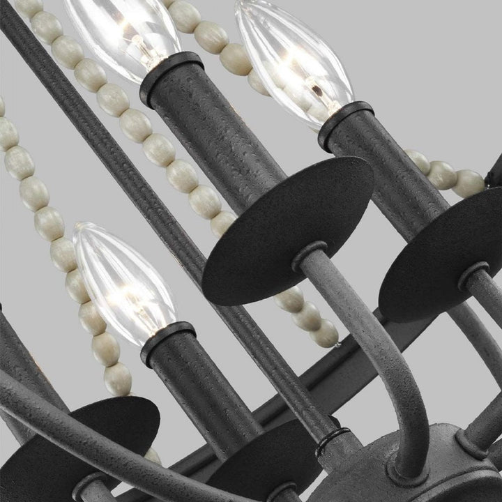 Feiss FE-NORI4-DWZ Nori 4 Light Chandelier Dark Weathered Zinc with Driftwood Grey