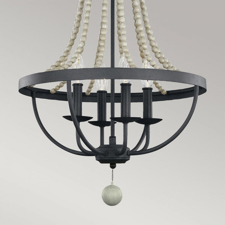Feiss FE-NORI4-DWZ Nori 4 Light Chandelier Dark Weathered Zinc with Driftwood Grey