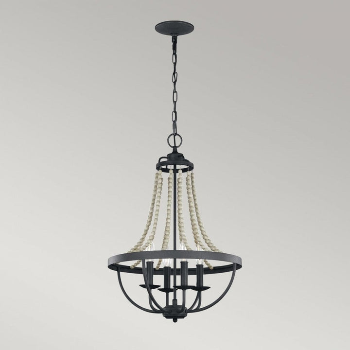 Feiss FE-NORI4-DWZ Nori 4 Light Chandelier Dark Weathered Zinc with Driftwood Grey