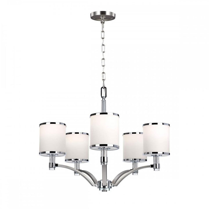 Feiss FE-PROSPECT-PARK5 Prospect Park 5 Light Chandelier Satin Nickel with Chrome