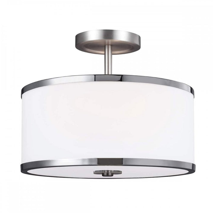 Feiss FE-PROSPECT-PARK-SF Prospect Park 2 Light Semi-Flush Satin Nickel with Chrome