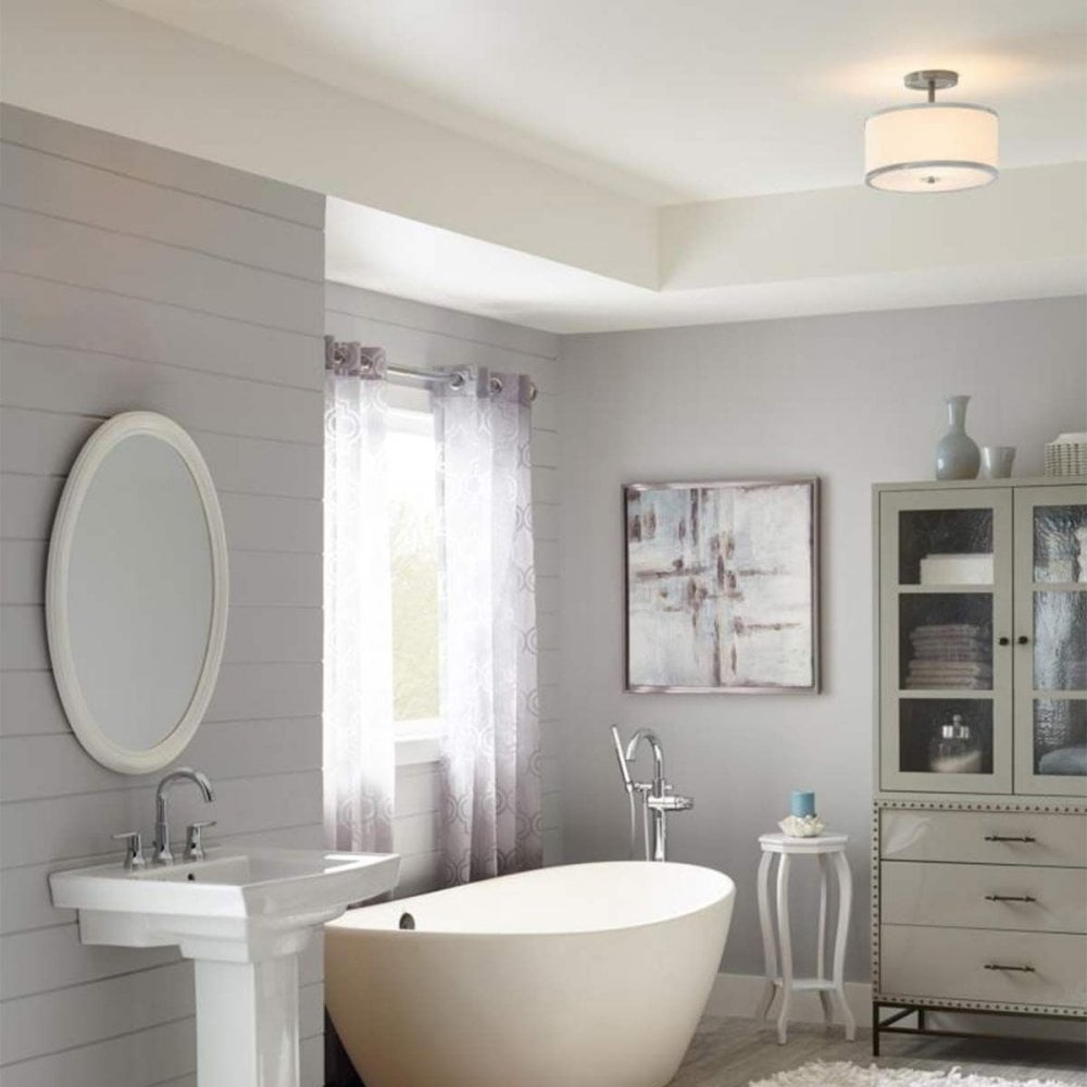 Feiss FE-PROSPECT-PARK-SF Prospect Park 2 Light Semi-Flush Satin Nickel with Chrome