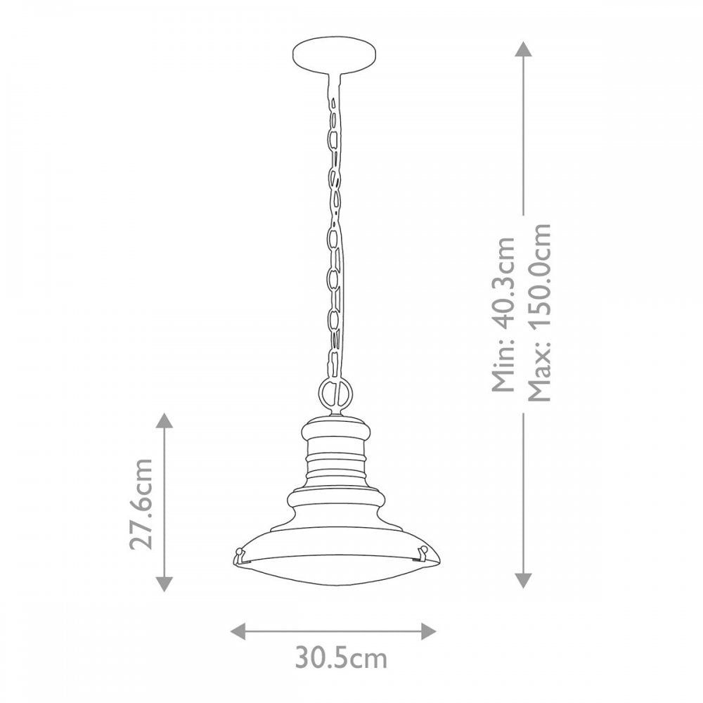 Feiss FE-REDDING8-M-PDB Redding Station 1 Light Medium Chain Lantern Painted Distressed Bronze