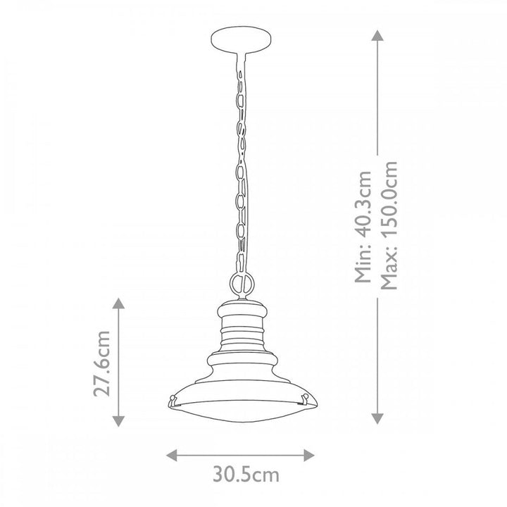 Feiss FE-REDDING8-M-PDB Redding Station 1 Light Medium Chain Lantern Painted Distressed Bronze
