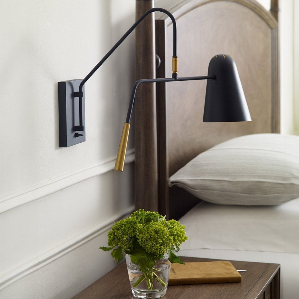 Feiss FE-SIMON1 Simon 1 Light Wall Light Midnight Black