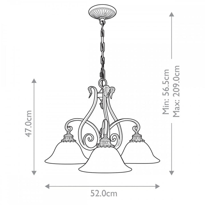 Feiss FE-SONOMAVALLEY3 Sonoma Valley 3 Light Chandelier Aged Tortoise Shell