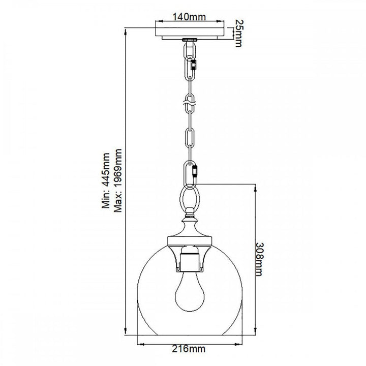Feiss FE-TABBY-P-S-BB Tabby 1 Light Mini Pendant Burnished Brass