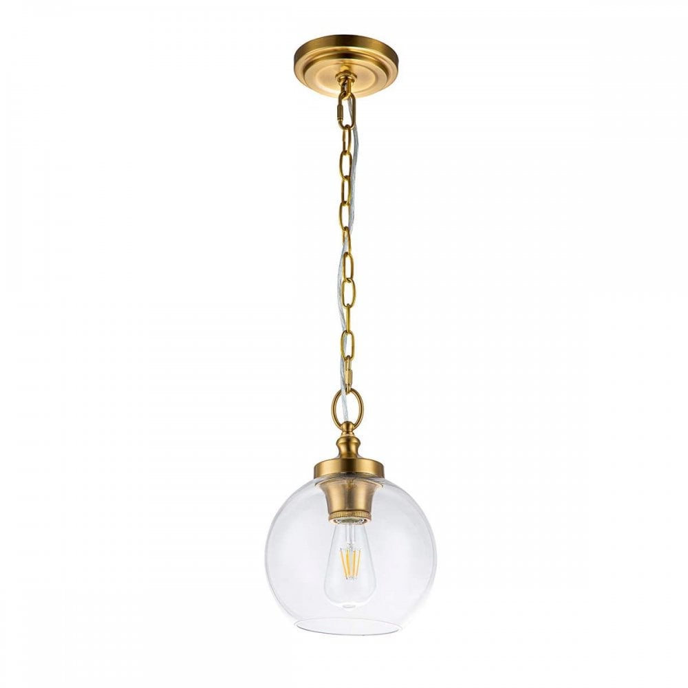 Feiss FE-TABBY-P-S-BB Tabby 1 Light Mini Pendant Burnished Brass