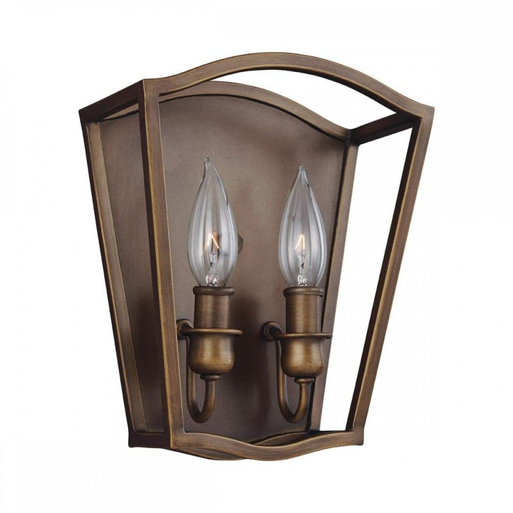 Feiss FE-YARMOUTH-2W Yarmouth 2 Light Wall Light Painted Aged Brass