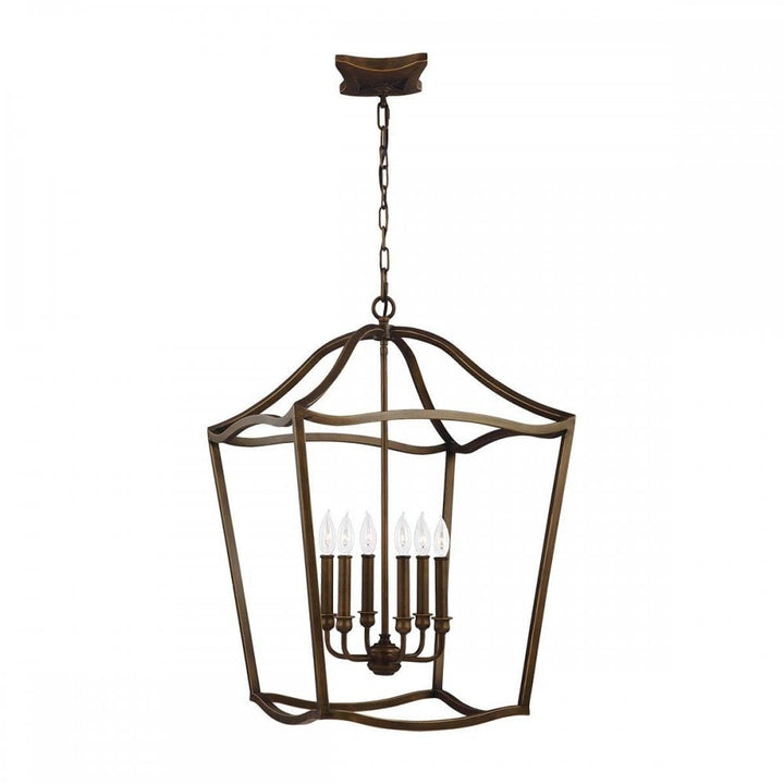 Feiss FE-YARMOUTH-6P Yarmouth 6 Light Pendant Painted Aged Brass