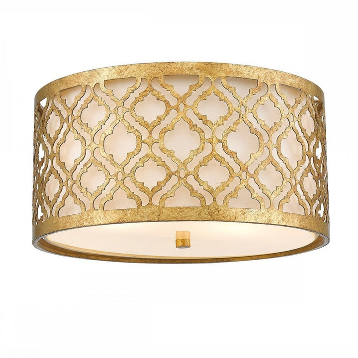 Gilded Nola GN-ARABELLA-F Arabella 2 Light Flush Distressed Gold, Ivory Shade