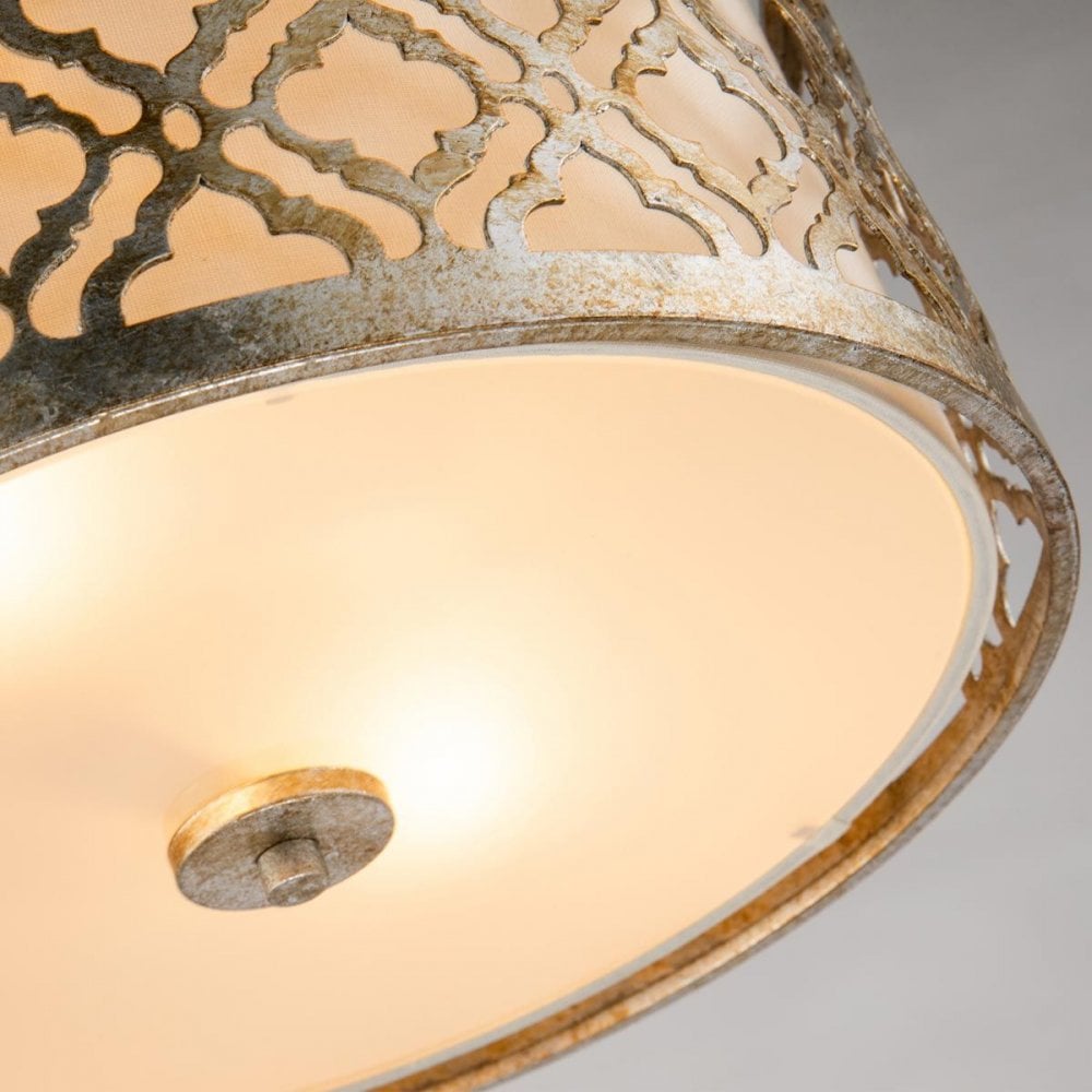 Gilded Nola GN-ARABELLA-F Arabella 2 Light Flush Distressed Gold, Ivory Shade