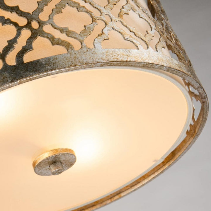 Gilded Nola GN-ARABELLA-F Arabella 2 Light Flush Distressed Gold, Ivory Shade